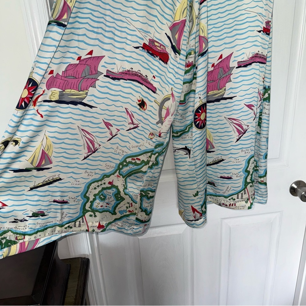 NWT Eva Franco Anthropologie Torrey Wide Leg Pants Sailboats 2 High Waisted - Picture 6 of 9